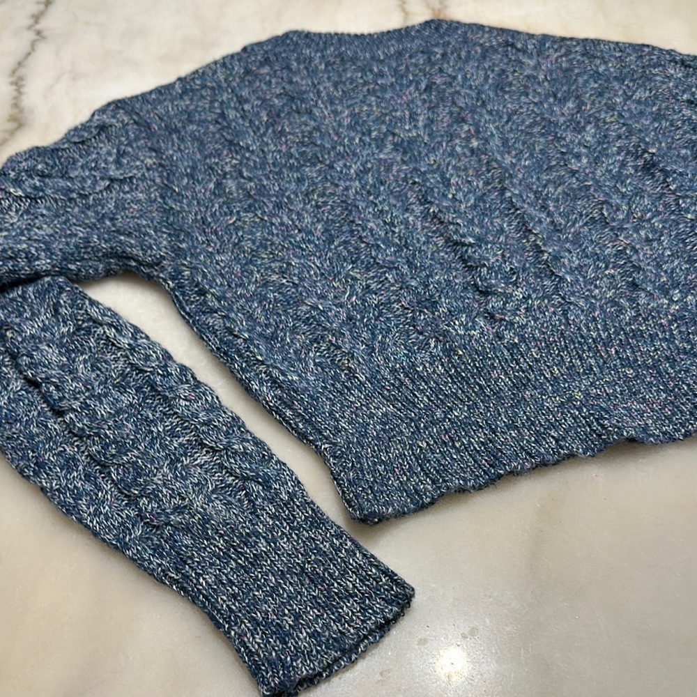 Ashley By 26 International • Blue Crew Neck Sweater Chunky Knit Cropped - M - Picture 9 of 9